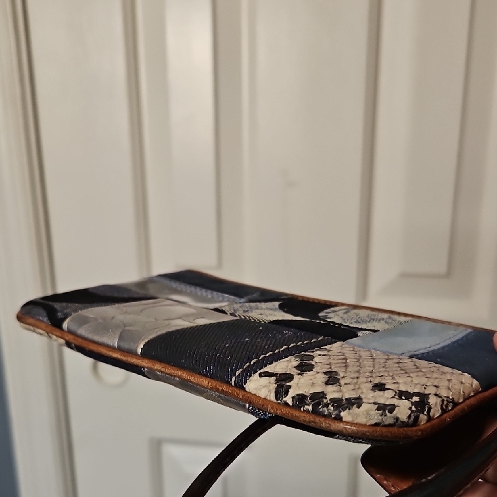 Coach Euc Patchwork Denim And Leather Wristlet - image 4